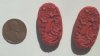 2 32x18x10mm Red Cinnabar Bird & Floral Ovals